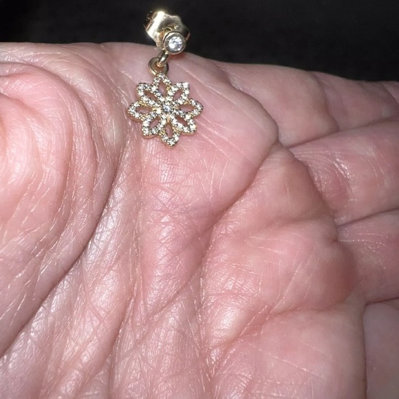 PANDORA Authentic 14K Gold ALE 585 Lace Botanique Dangle Earrings New - Picture 6 of 9